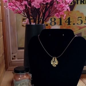 Vintage Gold Tone Eagle Pendant On Brown Cord